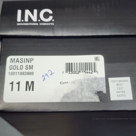 INC Masin Wedge Sandals Gold‎ Platform Studded Ankle Strap Faux Leather 11 M - Picture 10 of 11